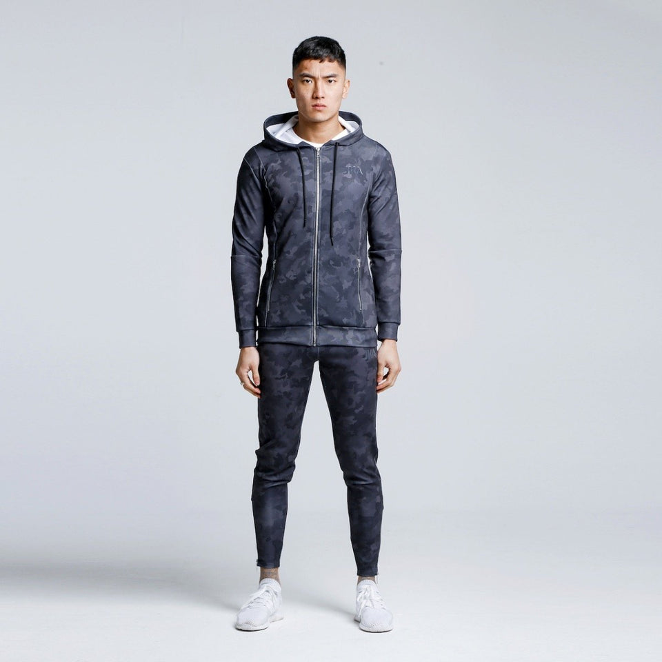 Camo Zip Tracksuit Hoodie - Black Camo
