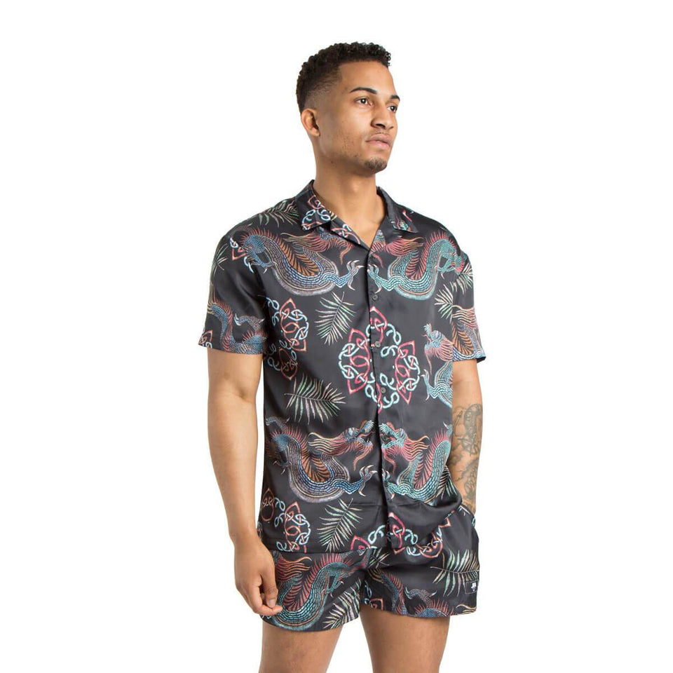 Kashima Oriental Printed Swimming Shorts - Black