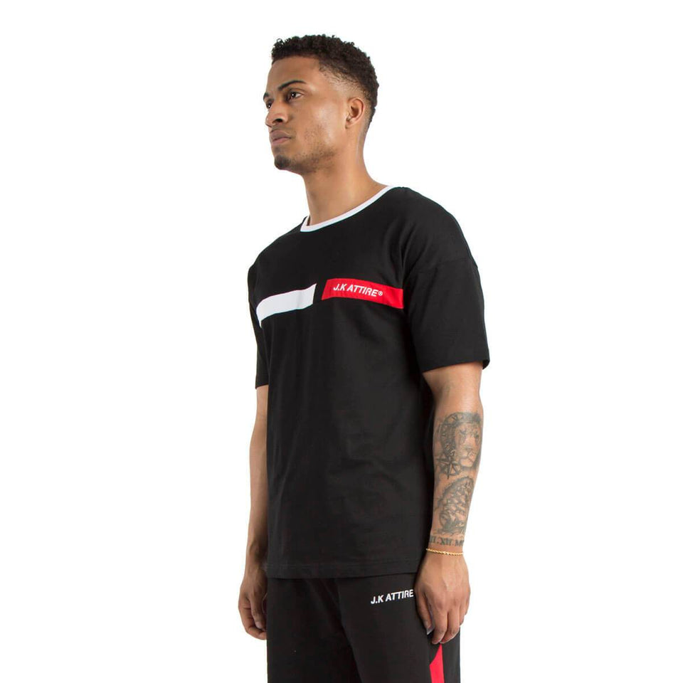 Monza Racer Block T-Shirt - Black/White