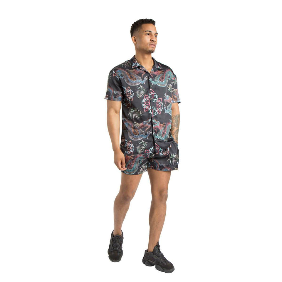 Kashima Oriental Printed Swimming Shorts - Black