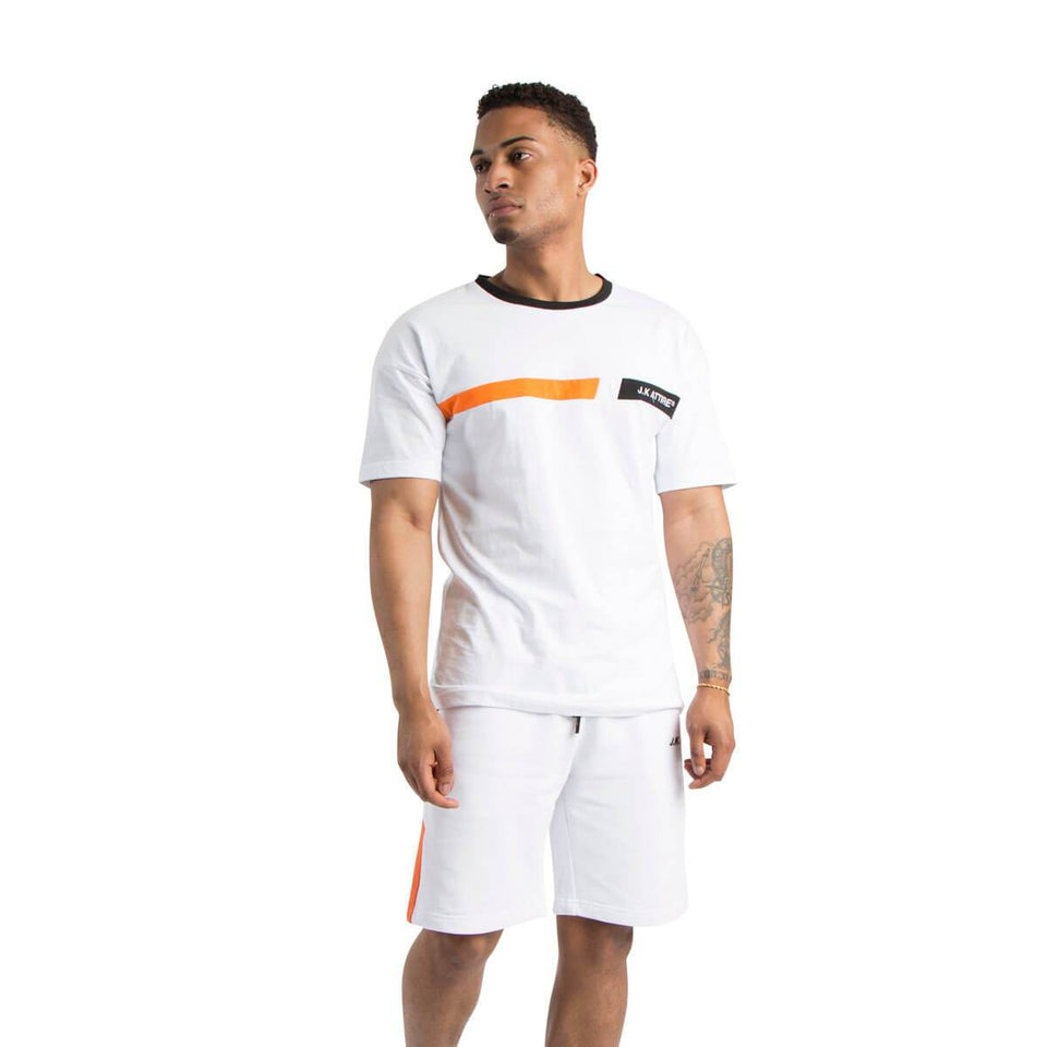 Monza Racer Block Shorts - White/Orange