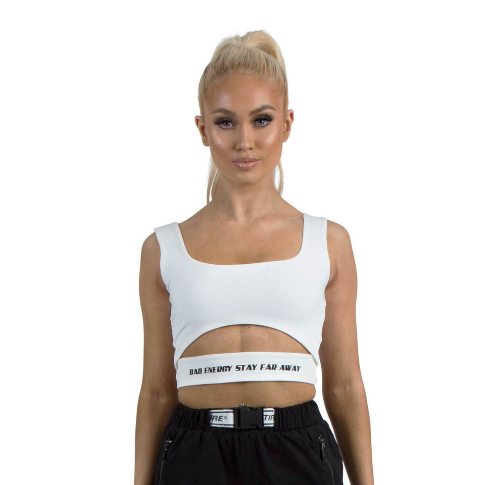 Reversible Bad Energy Ribbed Bralet - White