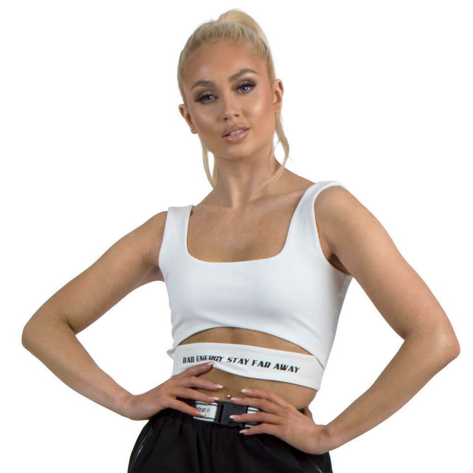 Reversible Bad Energy Ribbed Bralet - White