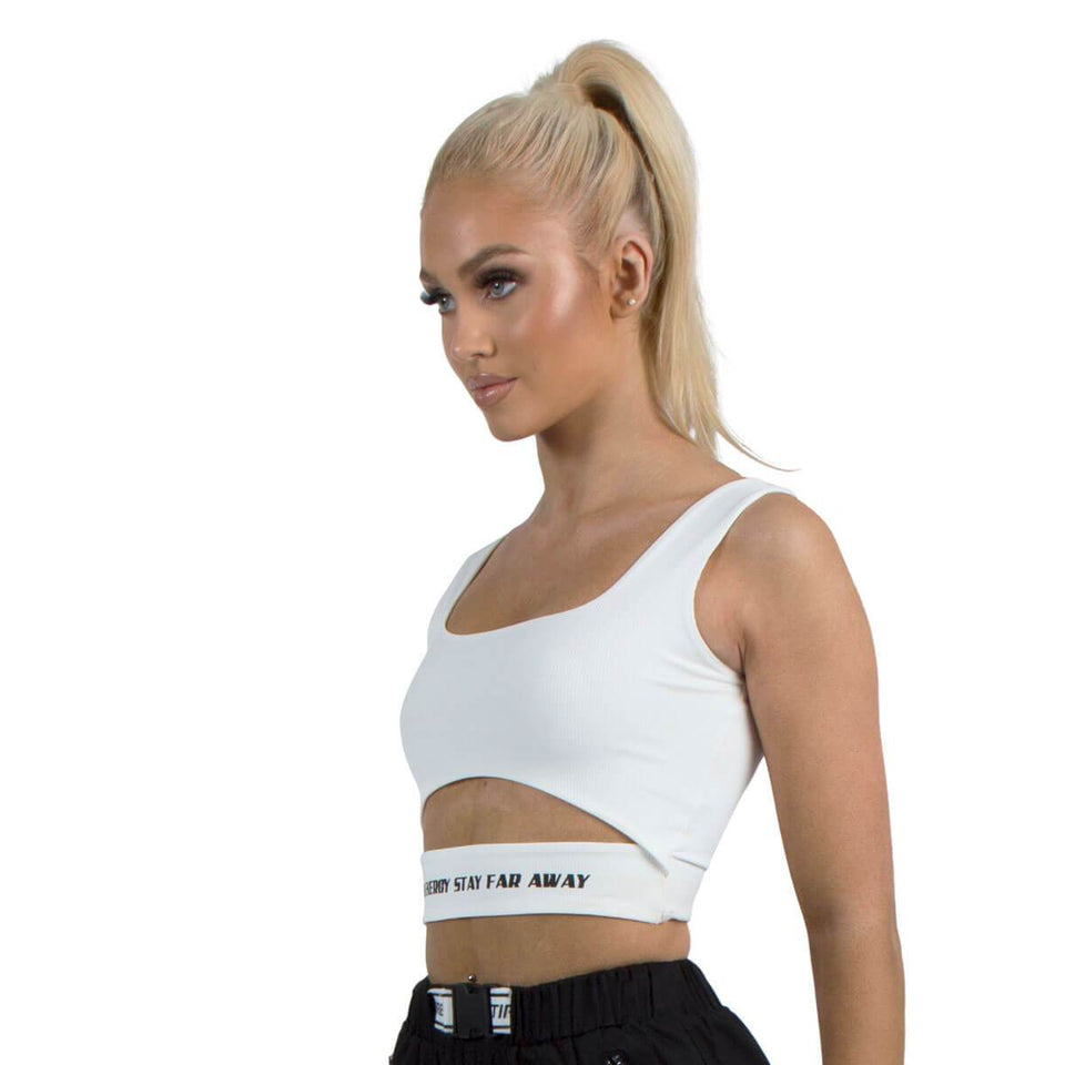 Reversible Bad Energy Ribbed Bralet - White