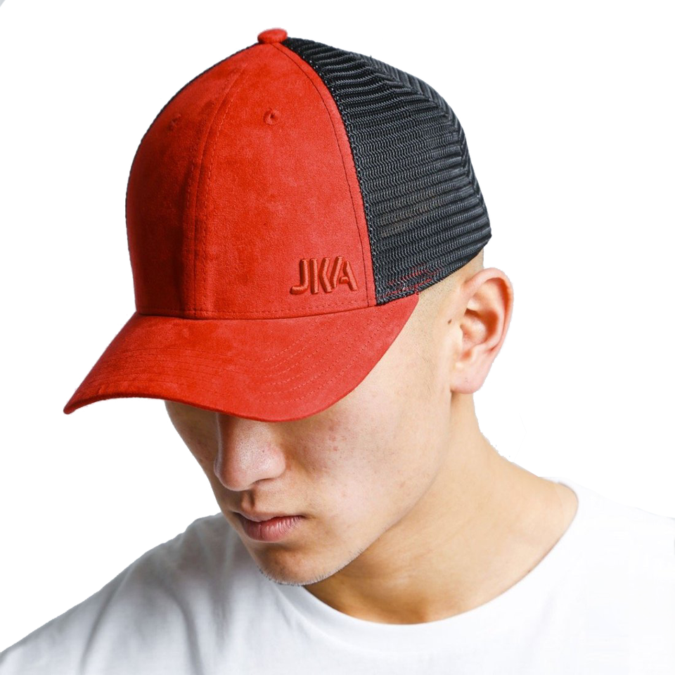 Suede Trucker Cap - Red