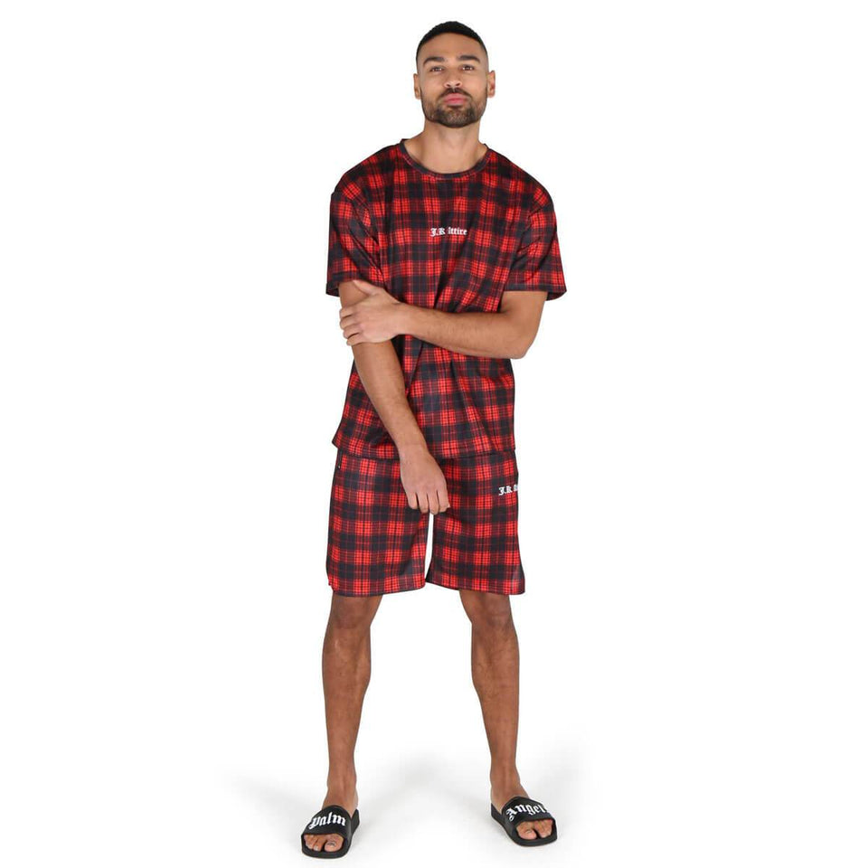 Royal Tartan Checked Mesh T-Shirt - Red