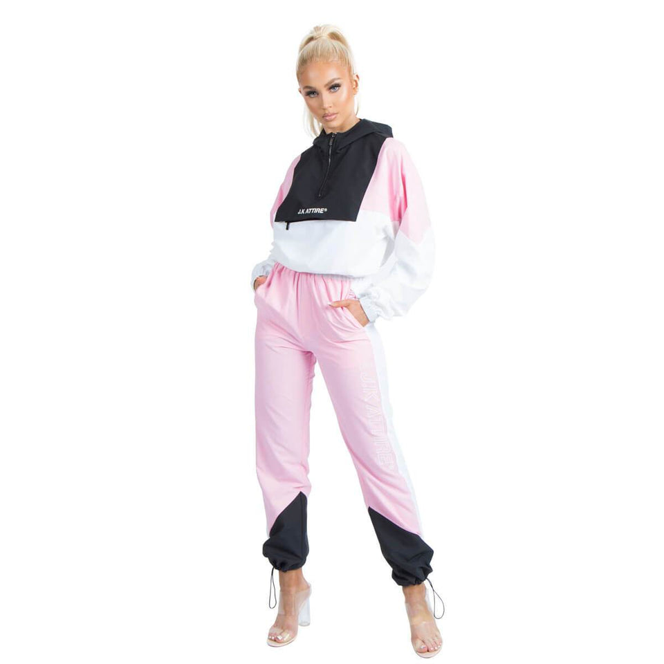 Aspen Shell Track Pants - Pink/Black/White