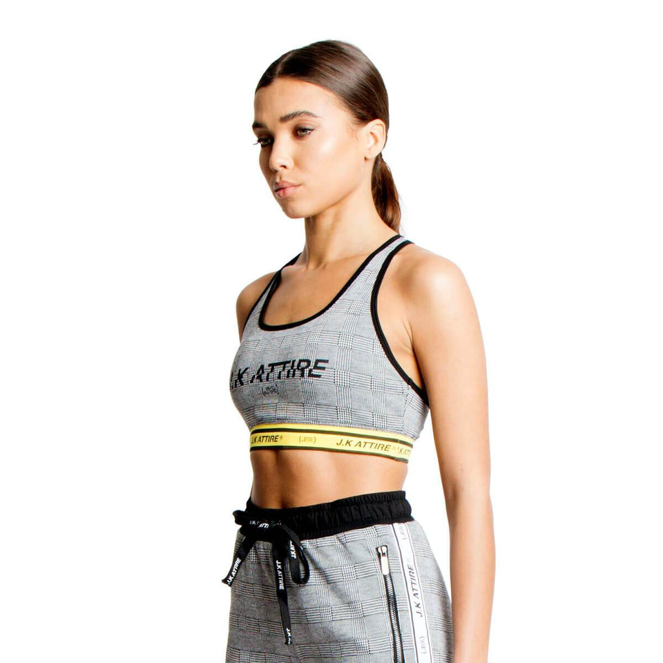 Bordeaux Checked Bralet - Grey
