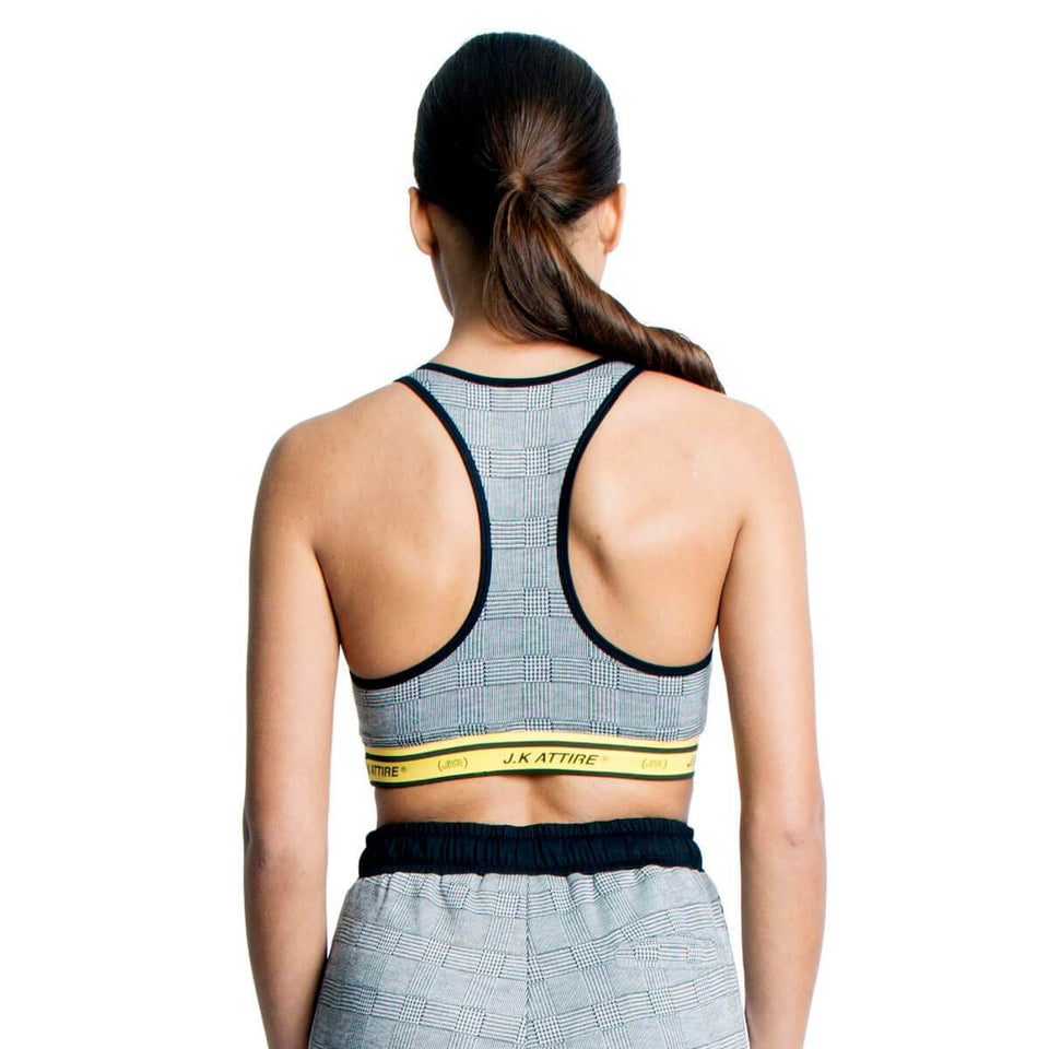 Bordeaux Checked Bralet - Grey