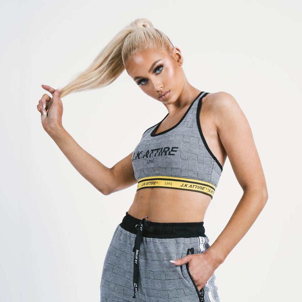 Bordeaux Checked Bralet - Grey