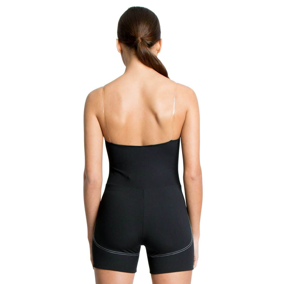 CRZY Ribbed Printed Unitard - Black
