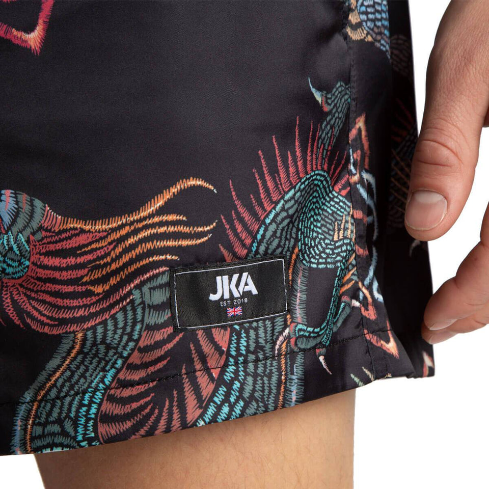 Kashima Oriental Printed Swimming Shorts - Black