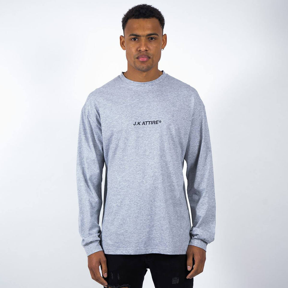JK Attire Logo Long Sleeve T-Shirt - Grey/Black