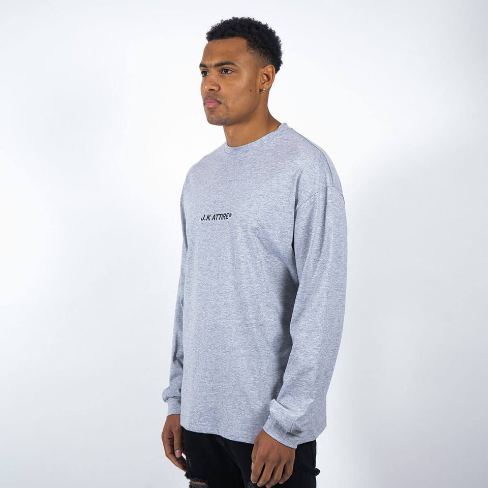 JK Attire Logo Long Sleeve T-Shirt - Grey/Black