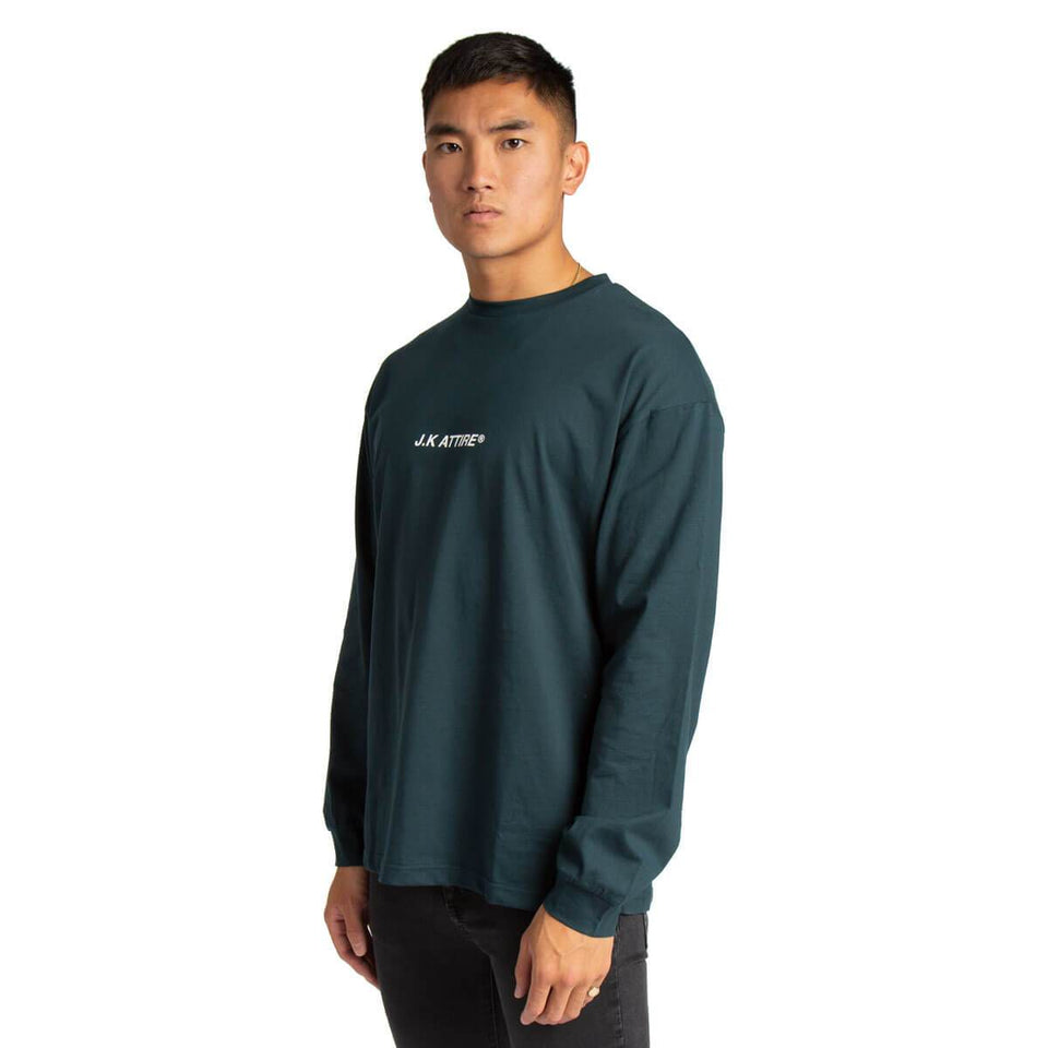 JK Attire Logo Long Sleeve T-Shirt - Teal/White