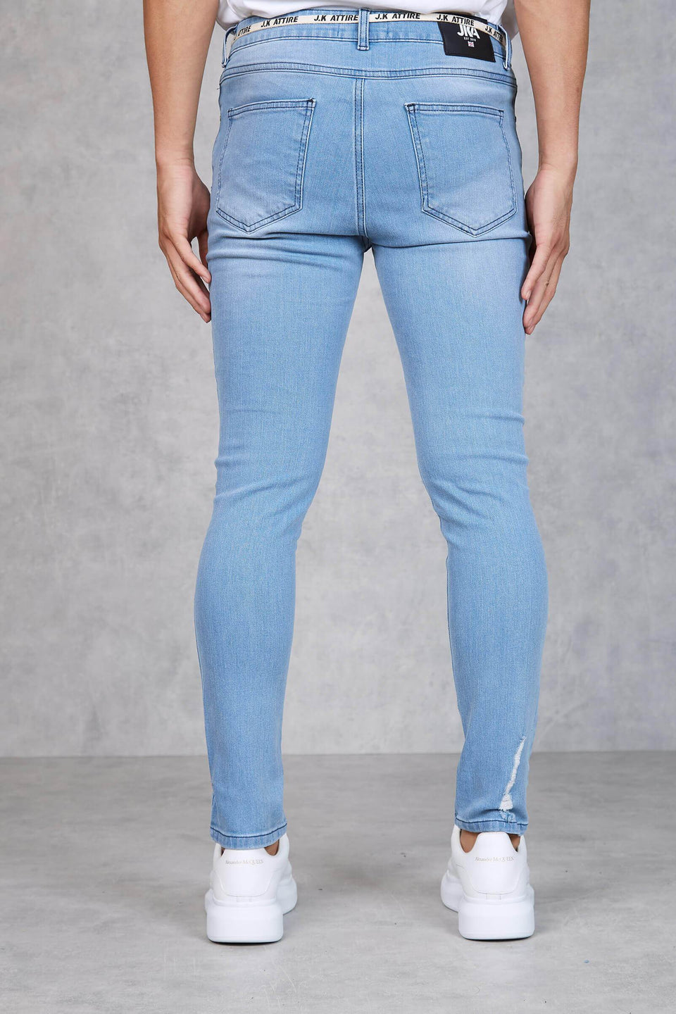 F2 - Caraway Dirty Wash Distressed Skinny Jeans - Light Blue