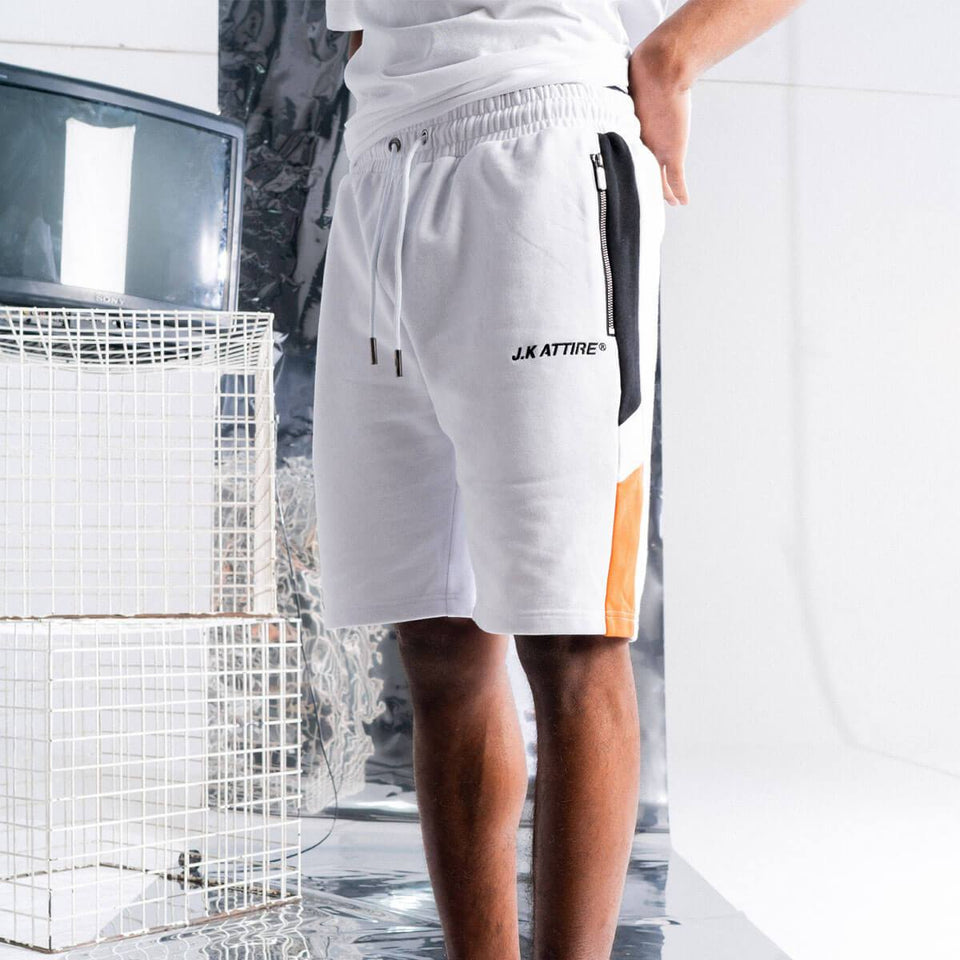 Monza Racer Block Shorts - White/Orange