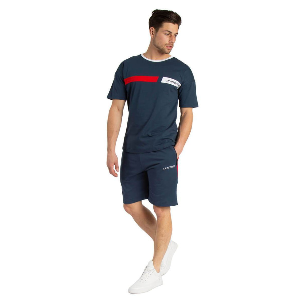 Monza Racer Block Shorts - Petrol Blue/Red
