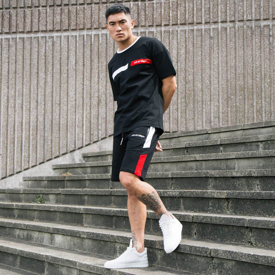 Monza Racer Block T-Shirt - Black/White