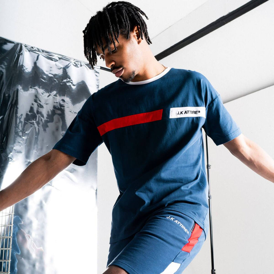 Monza Racer Block Shorts - Petrol Blue/Red
