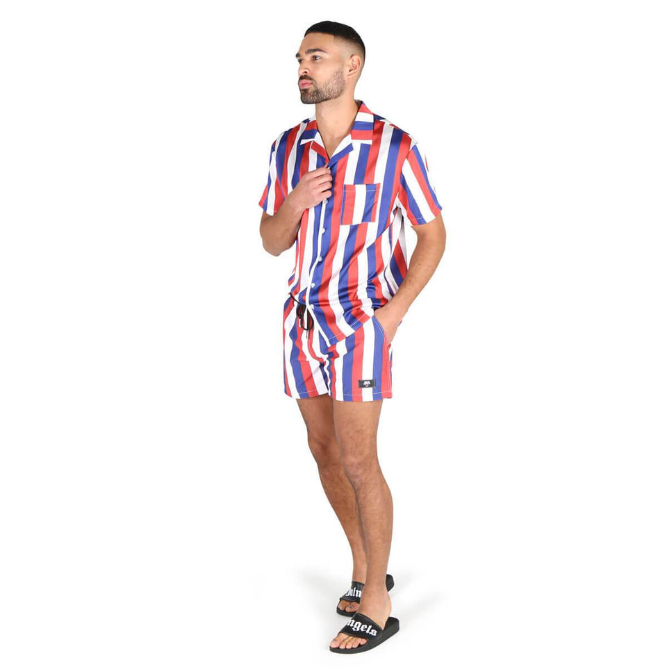 Parklife Striped Swimming Shorts - Red/Blue