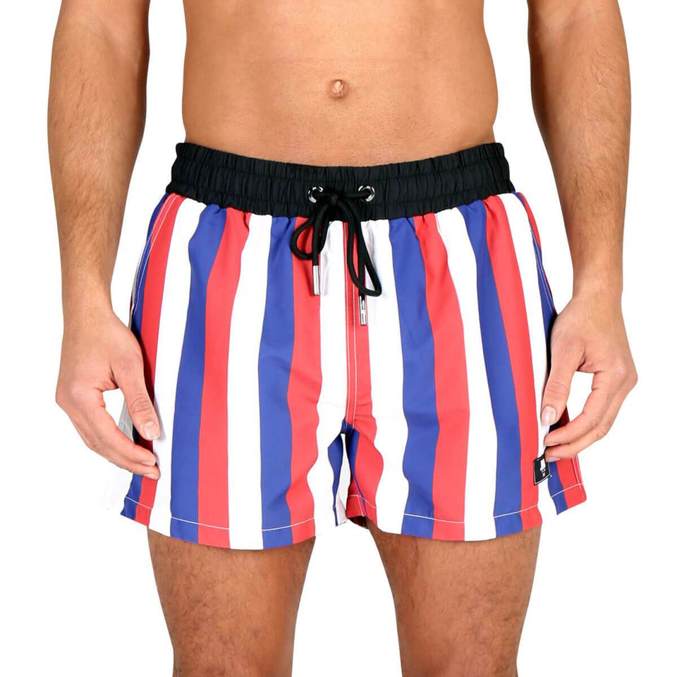 Parklife Striped Swimming Shorts - Red/Blue