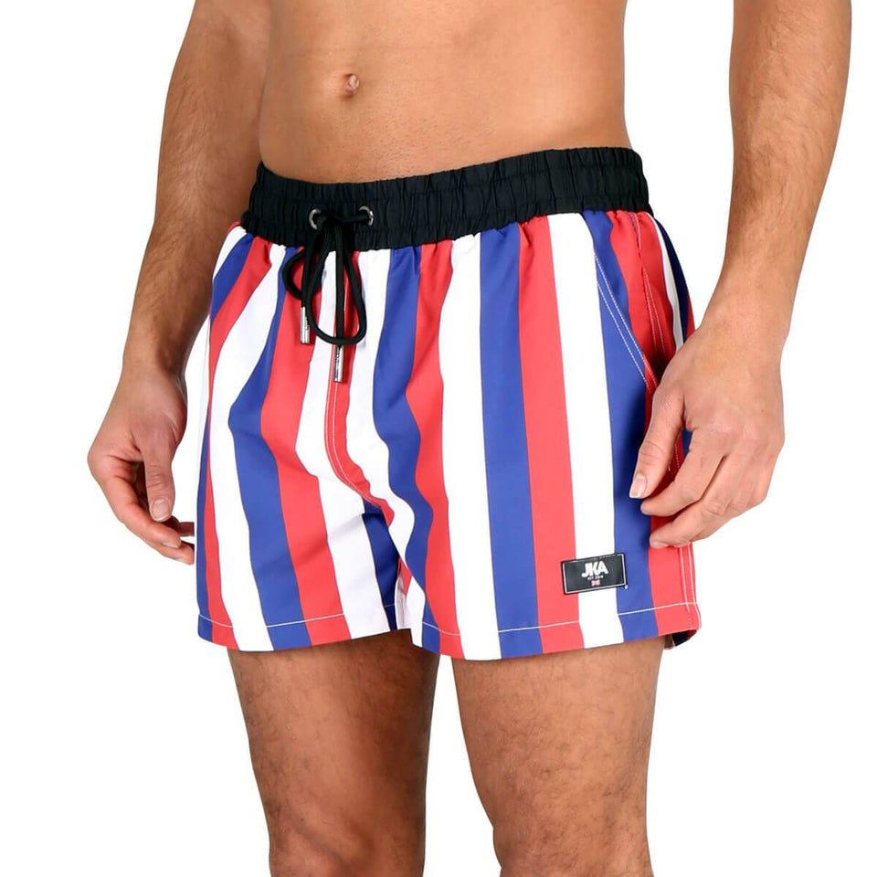Parklife Striped Swimming Shorts - Red/Blue