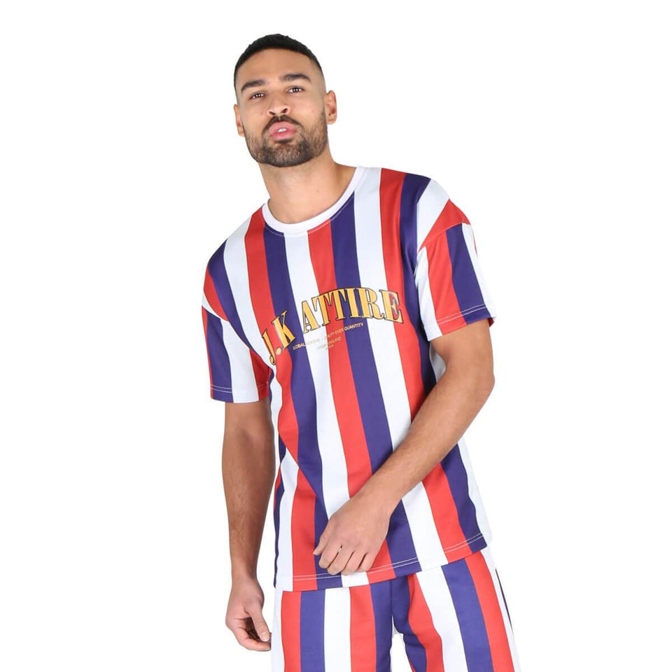 Parklife Striped Short Sleeve T-Shirt - Red/White