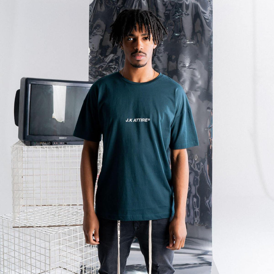 JK Attire Logo T-Shirt - Teal/White