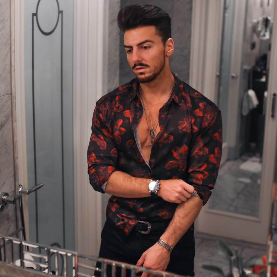 Rio Wildflower Long Sleeve Shirt - Black/Red