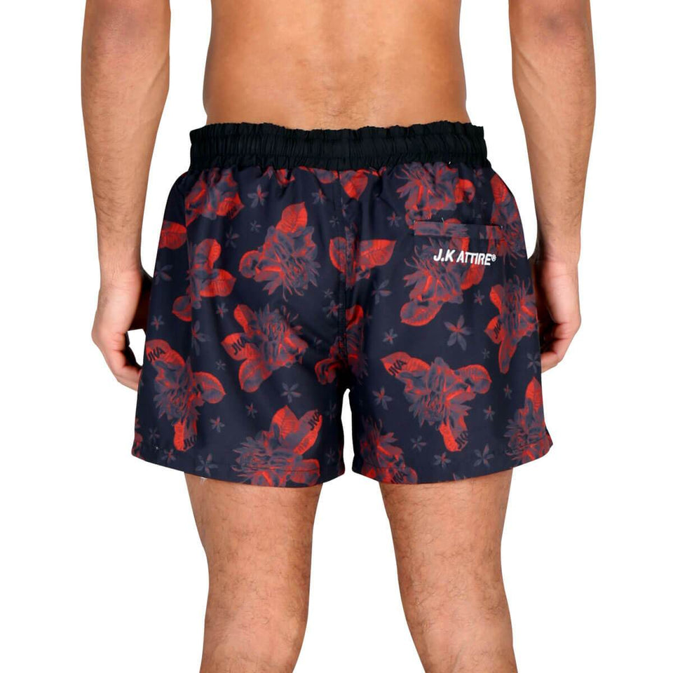 Rio Wildflower Swimming Shorts - Black/Red