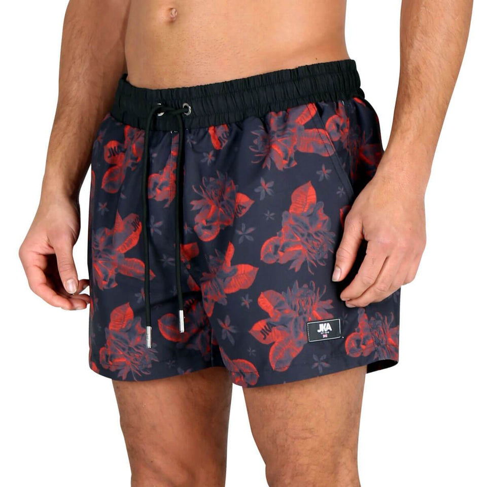 Rio Wildflower Swimming Shorts - Black/Red