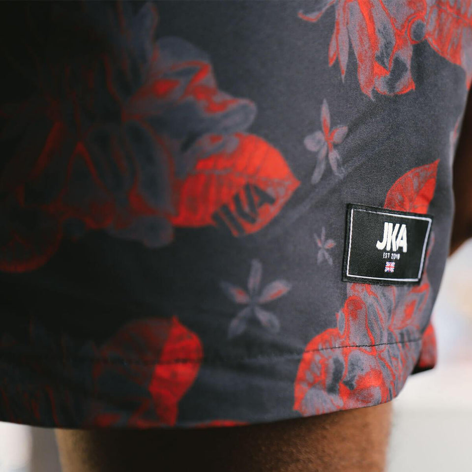 Rio Wildflower Swimming Shorts - Black/Red