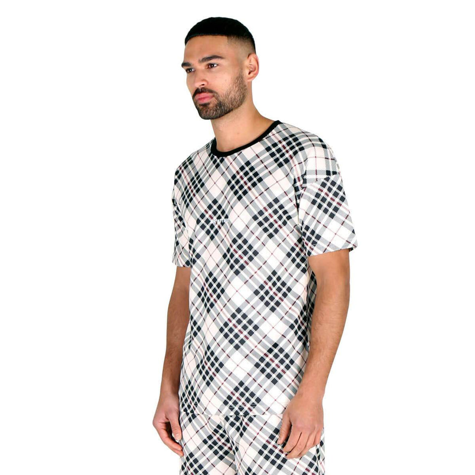 Tribe Tartan Print Shorts - Beige