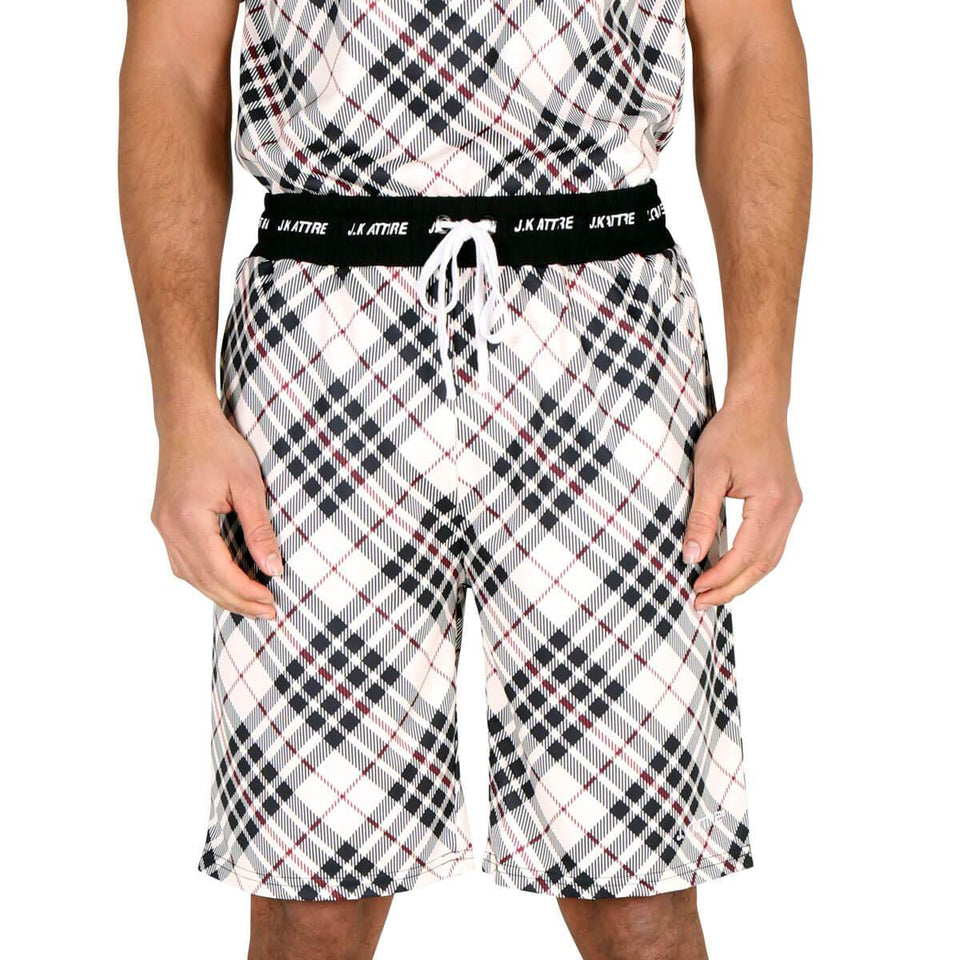 Tribe Tartan Print Shorts - Beige