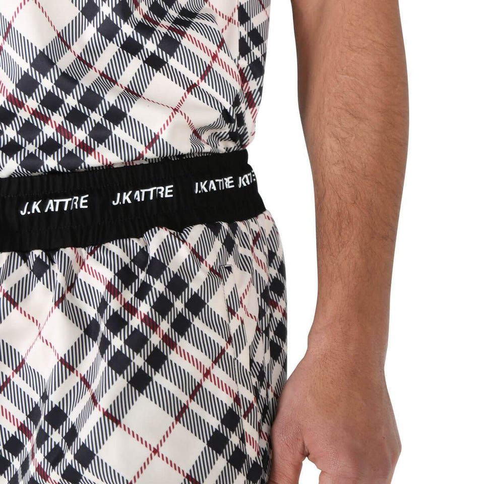 Tribe Tartan Print Shorts - Beige