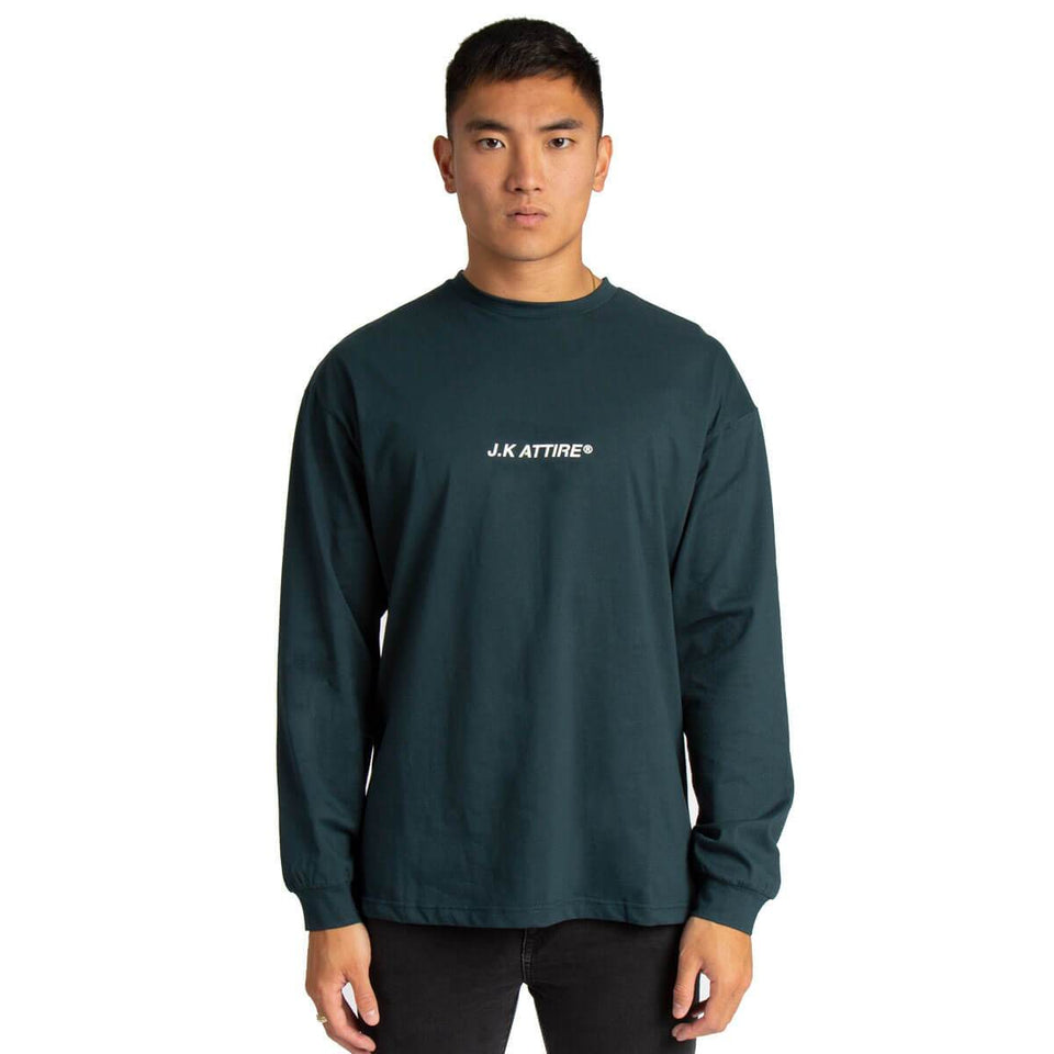 JK Attire Logo Long Sleeve T-Shirt - Teal/White