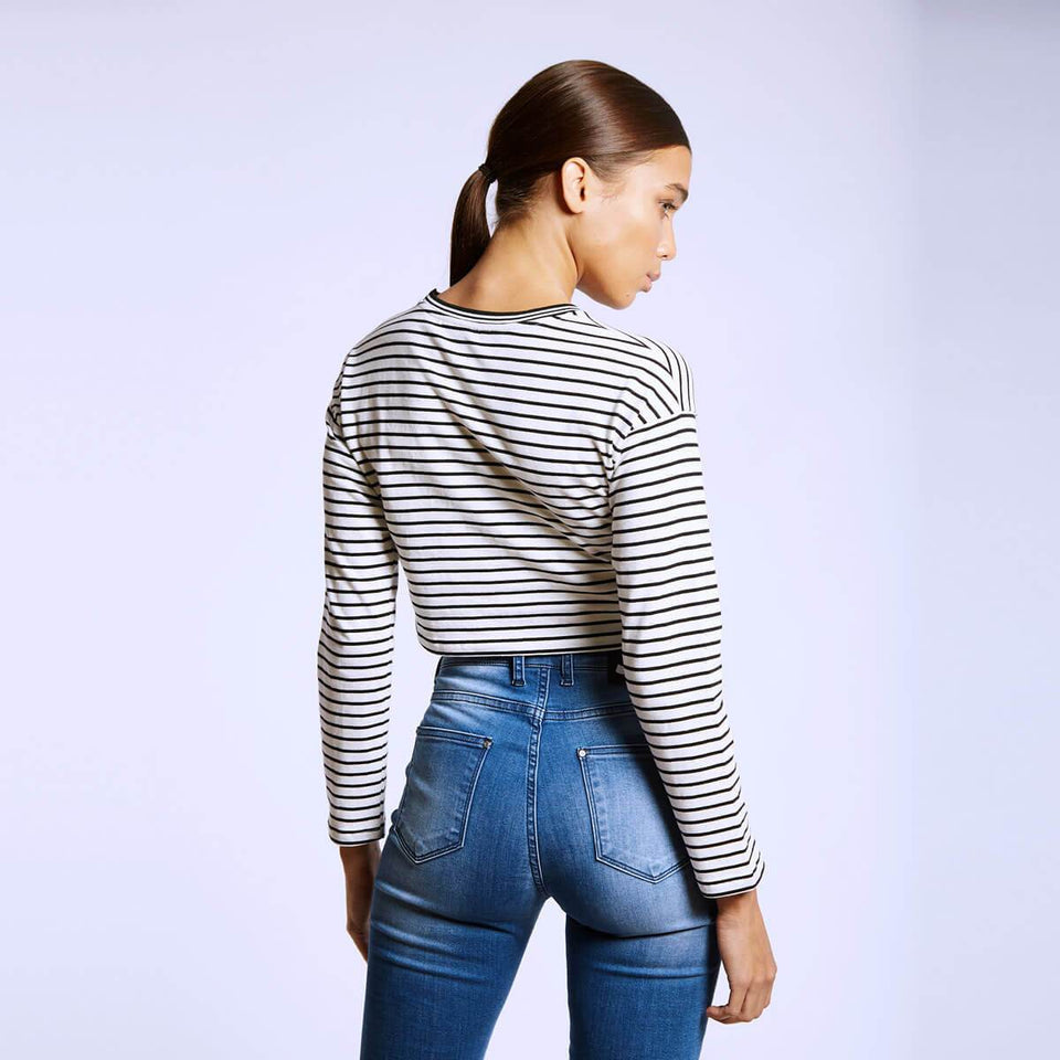 Varsity Crop Long Sleeve T-Shirt - Striped