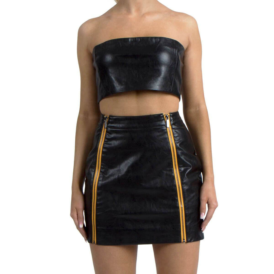 Kanpur Leather Skirt - Black