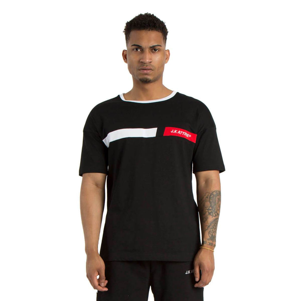 Monza Racer Block T-Shirt - Black/White