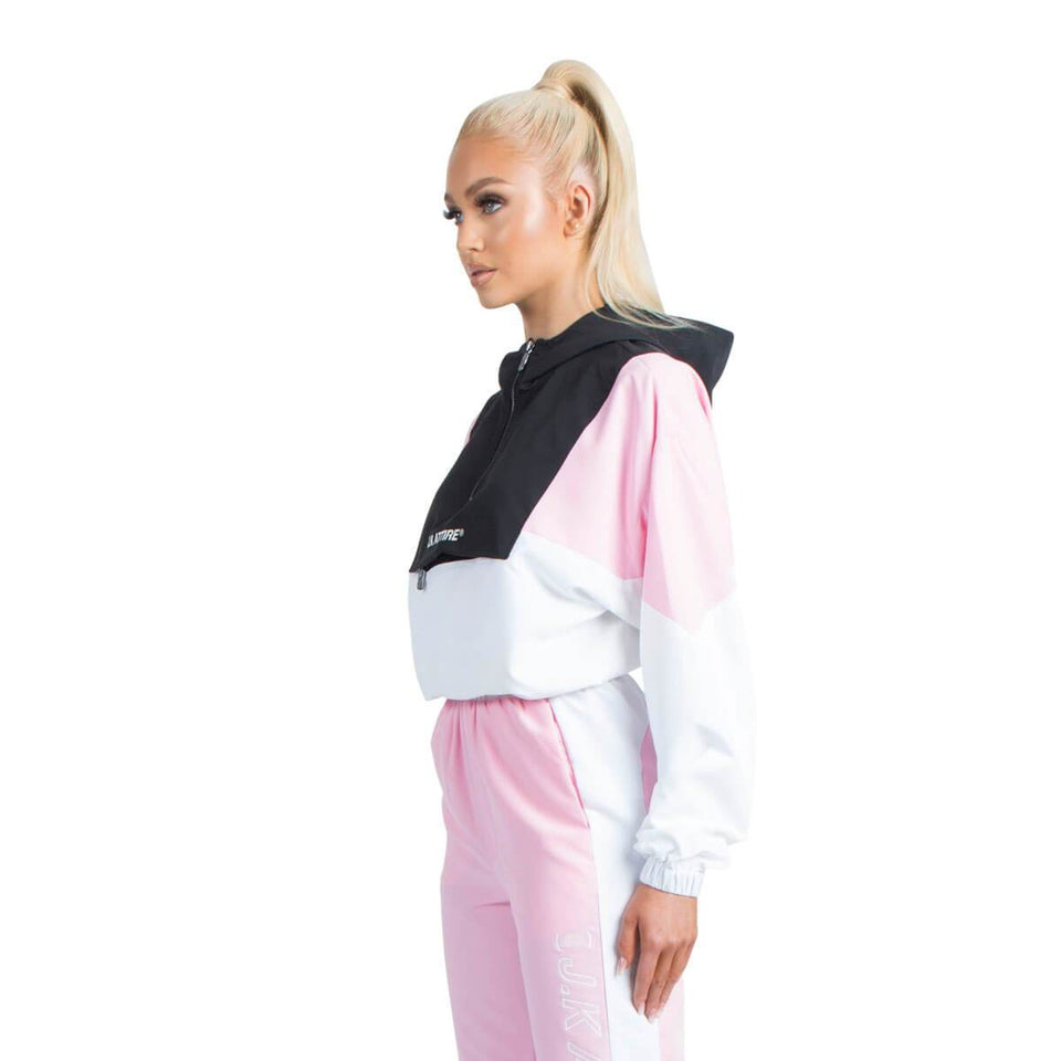 Aspen Cropped 1/4 Zip Shell Pullover - Pink/Black/White