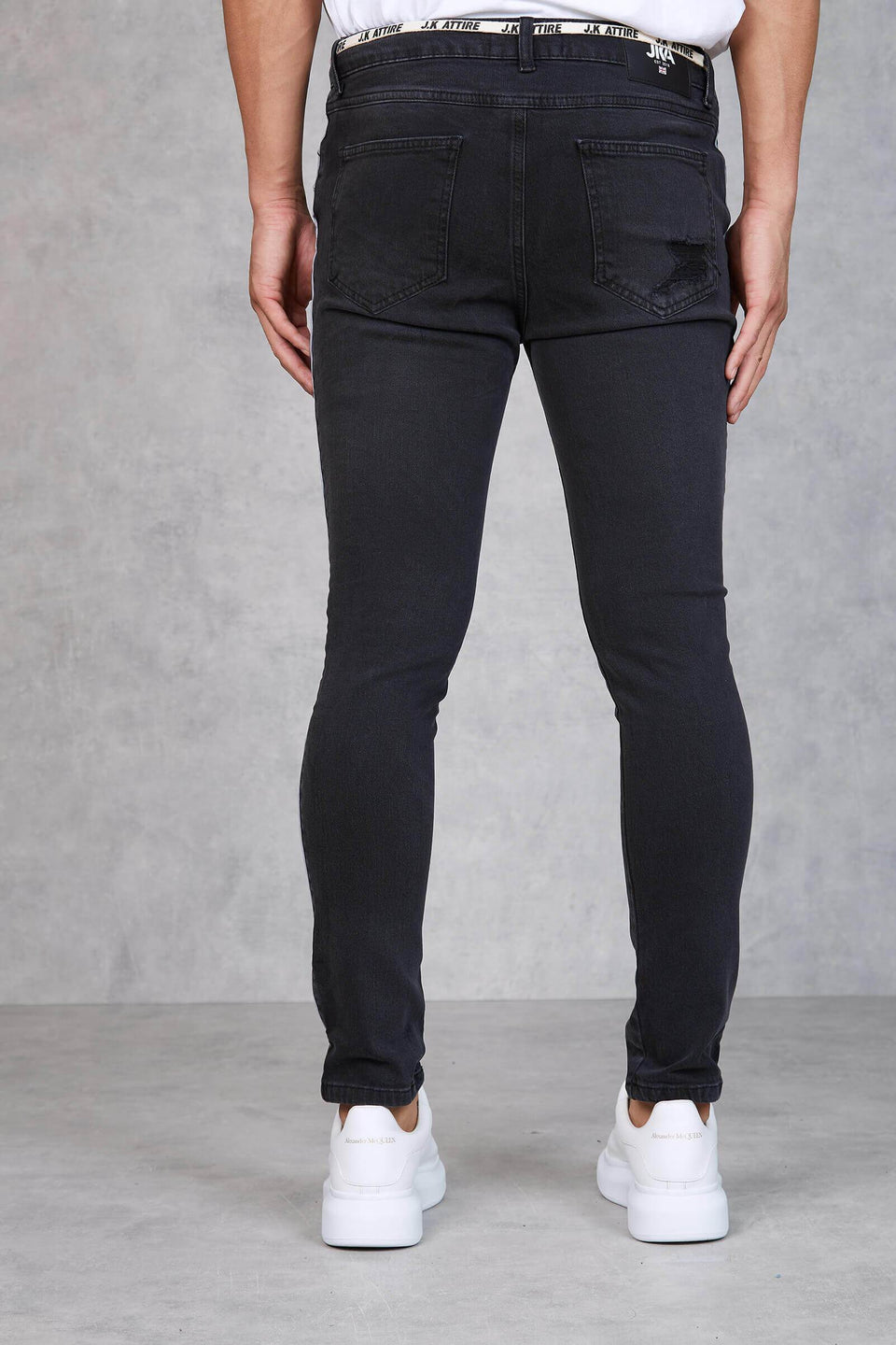 F2 - Hermanos Sand Wash Distressed Skinny Jeans - Black