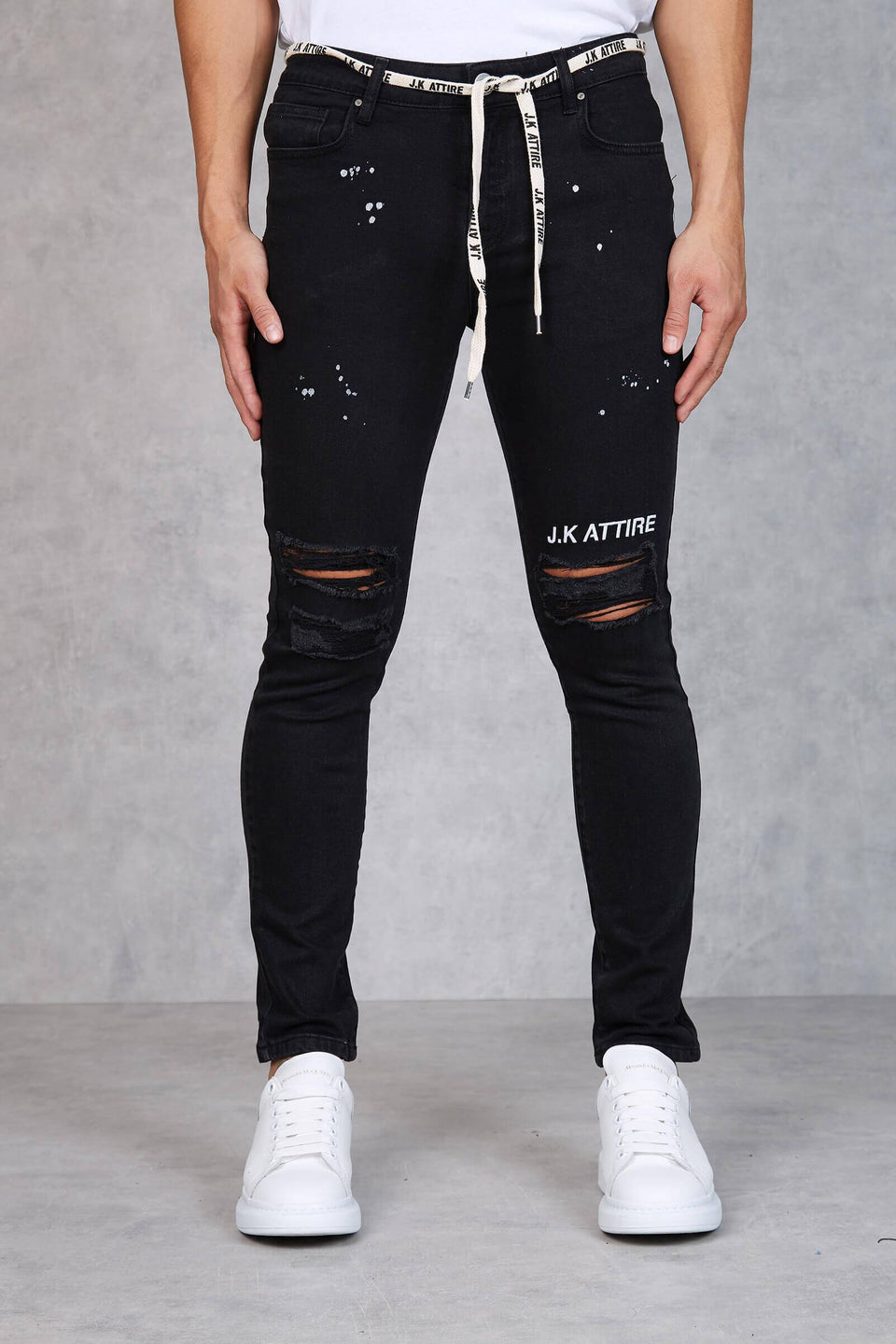 F2 - Monroe Distressed JK Attire Skinny Jeans - Black