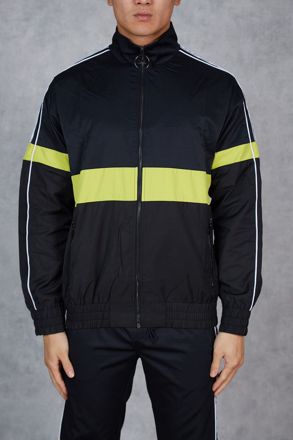 Section Retro Taped Tracksuit Jacket - Neon/Black