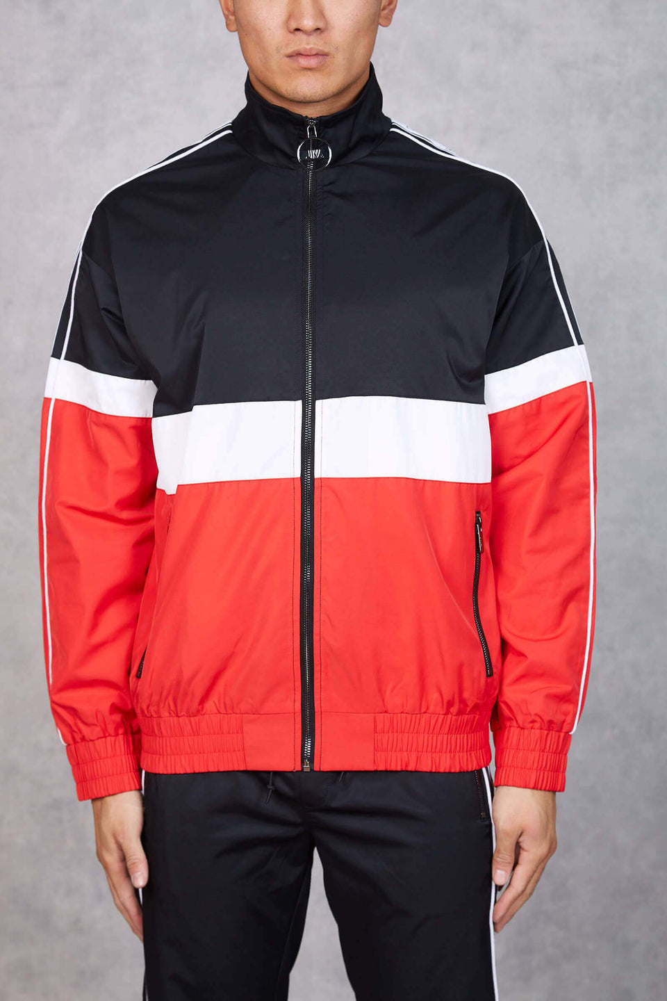 Section Retro Taped Tracksuit Jacket - Red/Black