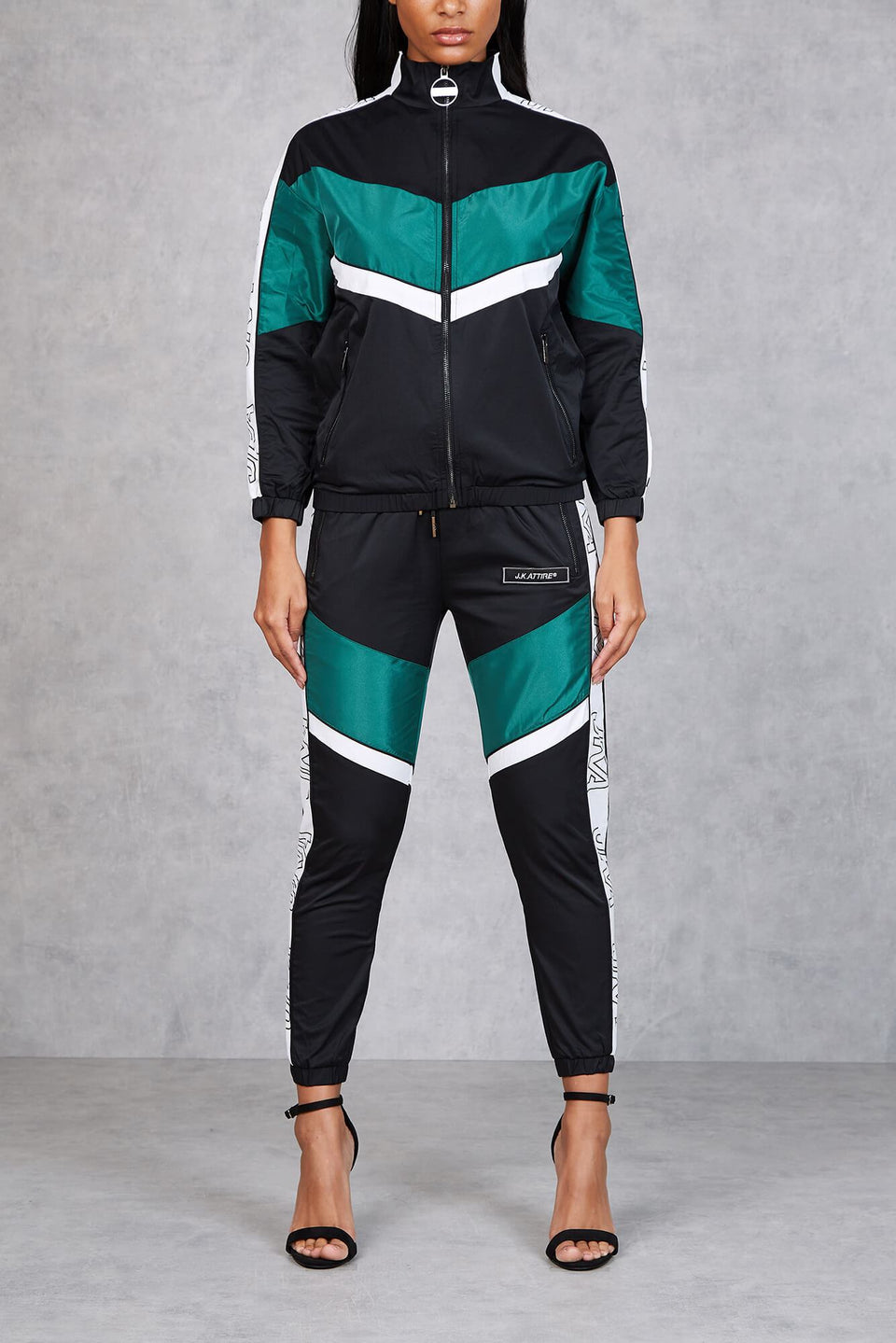 Women's Section Retro Taped Tracksuit Jogger - Black/Green