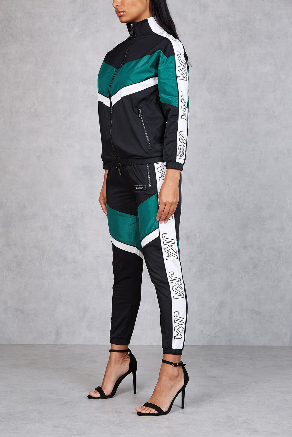 Women's Section Retro Taped Tracksuit Jogger - Black/Green
