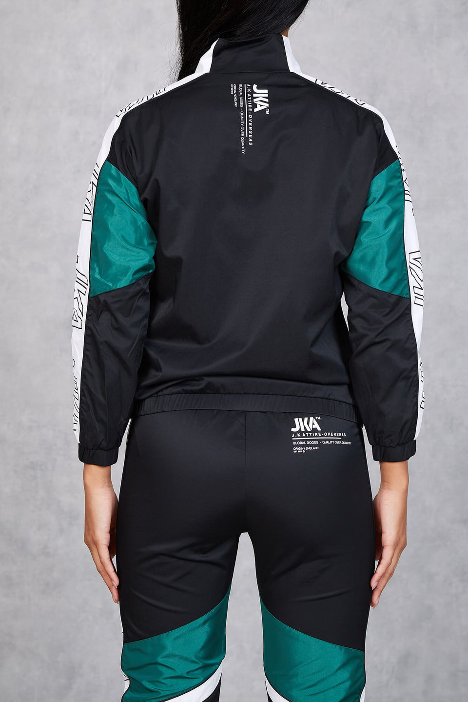 Women's Section Retro Taped Tracksuit Jacket - Black/Green
