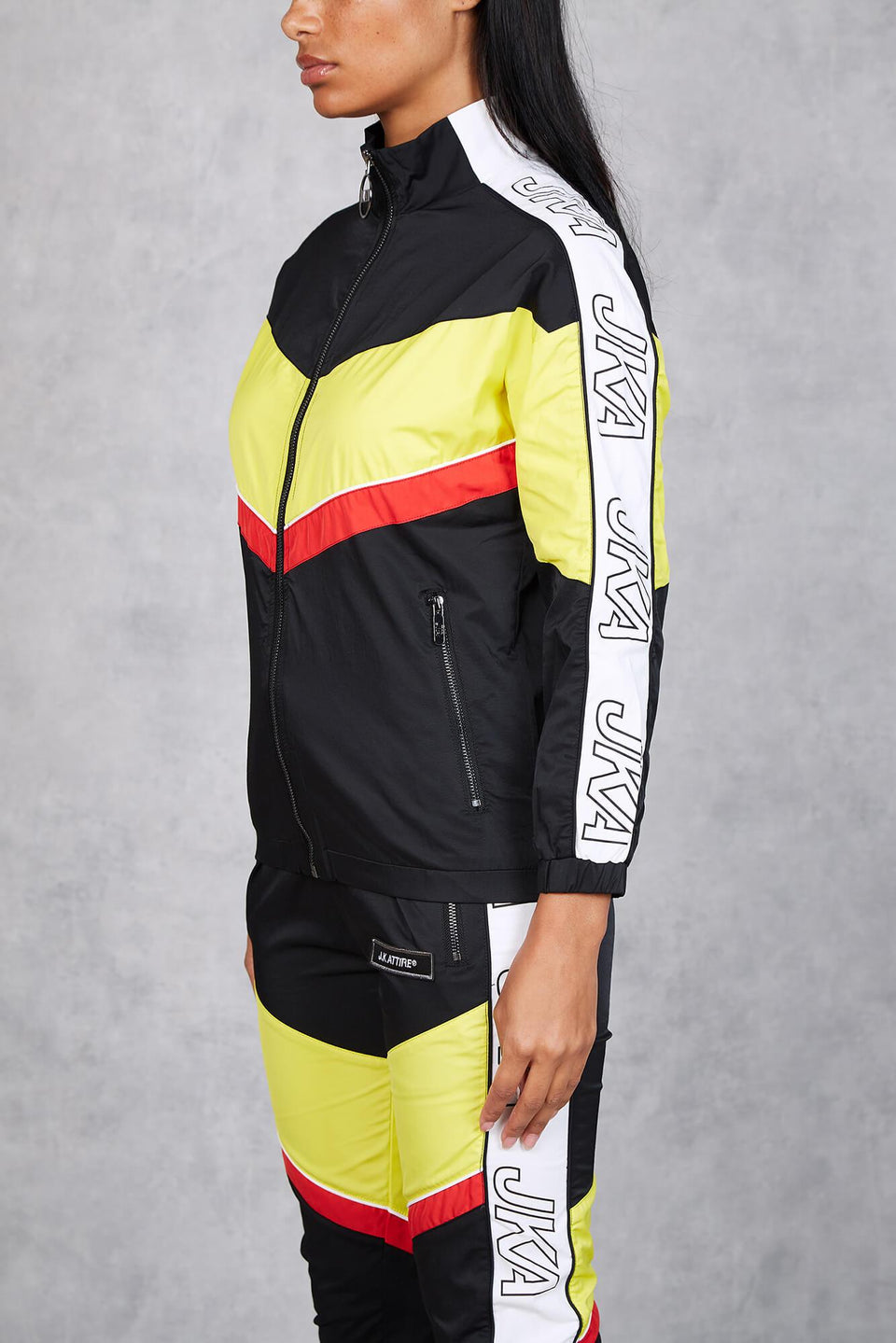 Women's Section Retro Taped Tracksuit Jacket - Black/Yellow