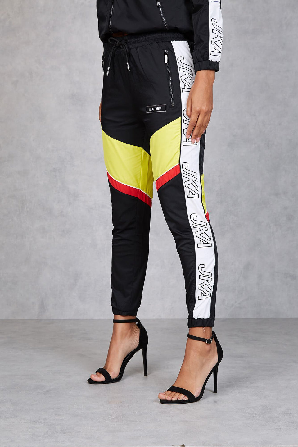 Women's Section Retro Taped Tracksuit Jogger - Black/Yellow